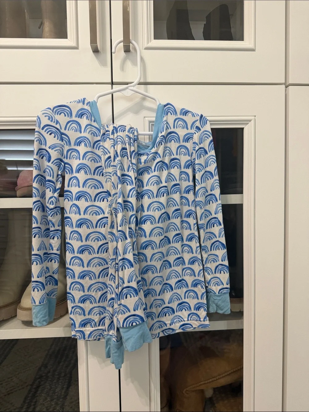 Little Sleepies Blue and White Rainbow Print Pajamas